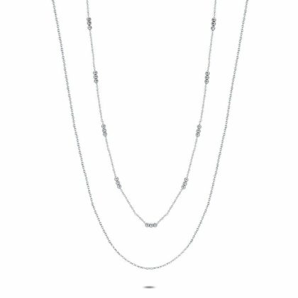 Colliers | Collier en Argent, Double Chaine Pas de couleur – Femmes Bijoux Colliers