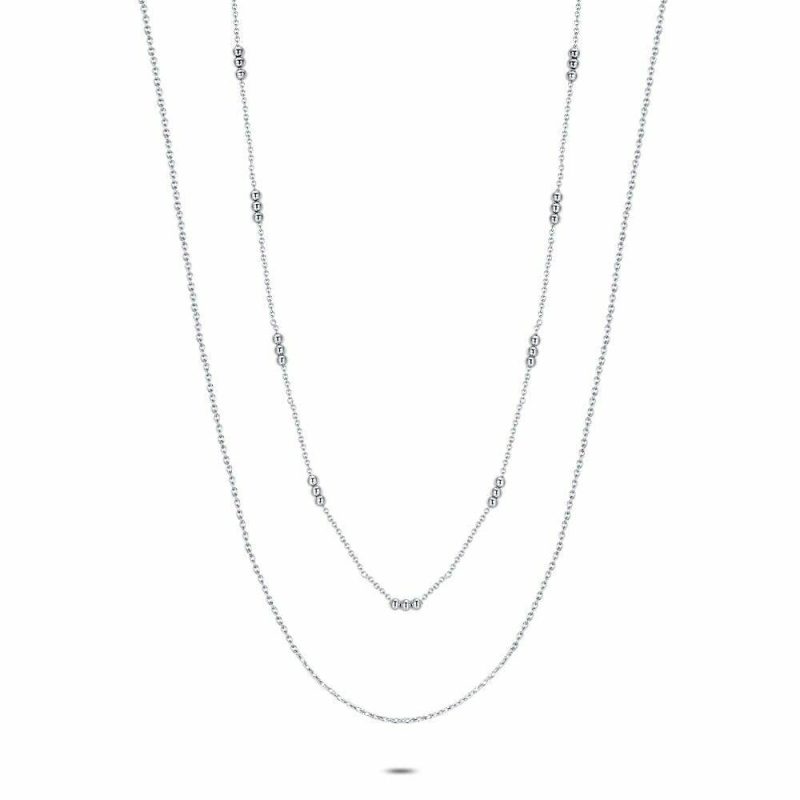 Colliers | Collier en Argent, Double Chaine Pas de couleur – Femmes Bijoux Colliers