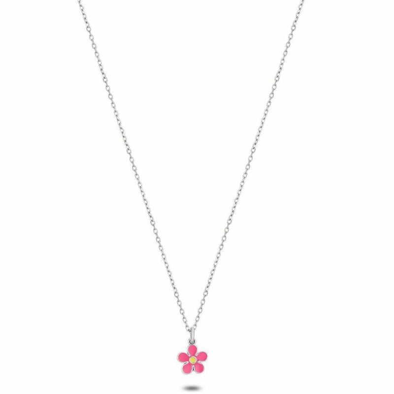 Colliers | Collier en Argent, Fleur Fuchsia Rose – Enfants Bijoux Colliers