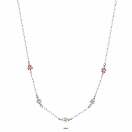 Colliers | Collier en Argent, Fleurs en Émail Multi – Enfants Bijoux Colliers