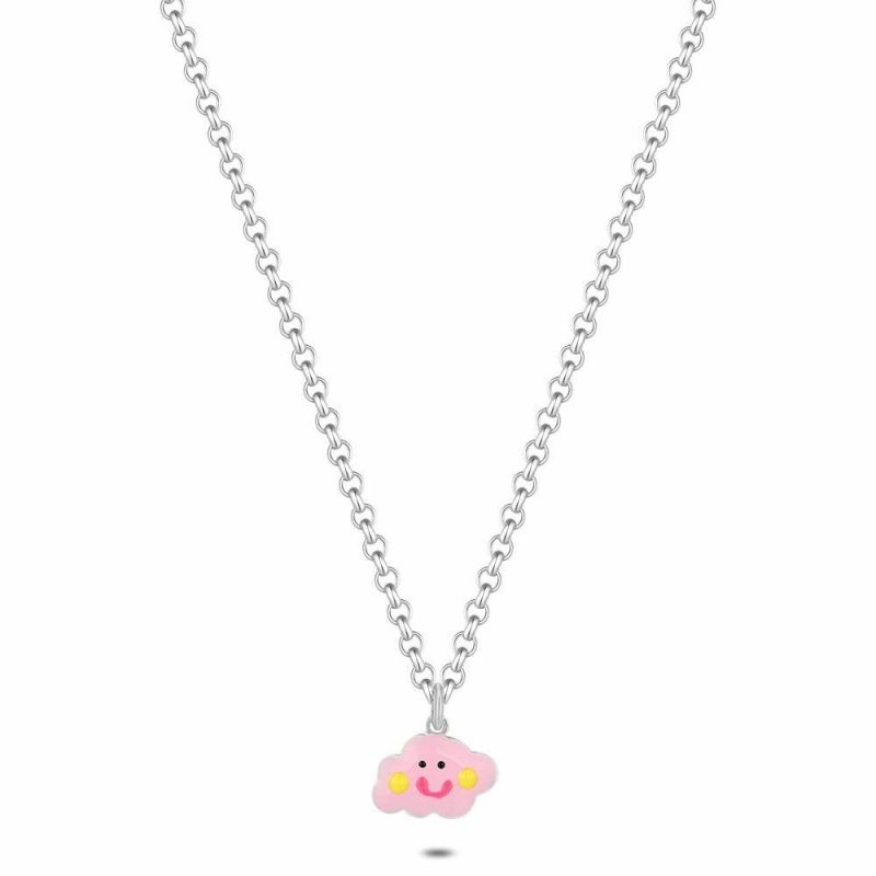 Colliers | Collier en Argent, Nuage Rose Rose – Enfants Bijoux Colliers