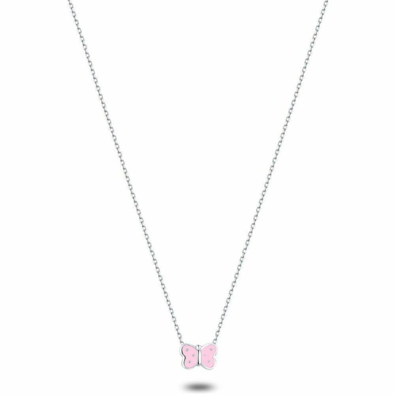 Colliers | Collier en Argent, Papillon Rose Rose – Enfants Bijoux Colliers