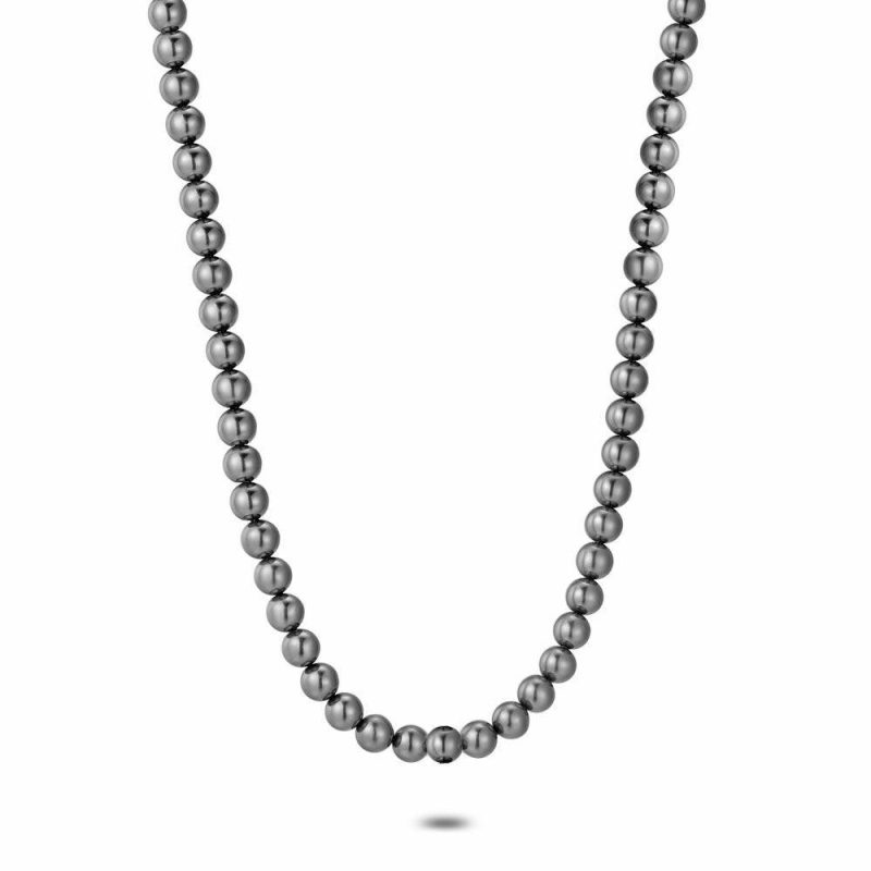 Colliers | Collier en Argent, Perles Grises, 8 mm Gris – Femmes Bijoux Colliers