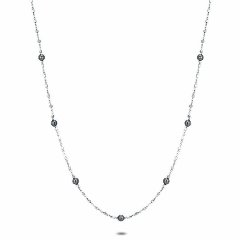 Colliers | Collier en Argent, Perles Grises Gris – Femmes Bijoux Colliers