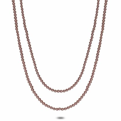 Colliers | Collier en Argent, Perles Roses Doubles Rose – Femmes Bijoux Colliers