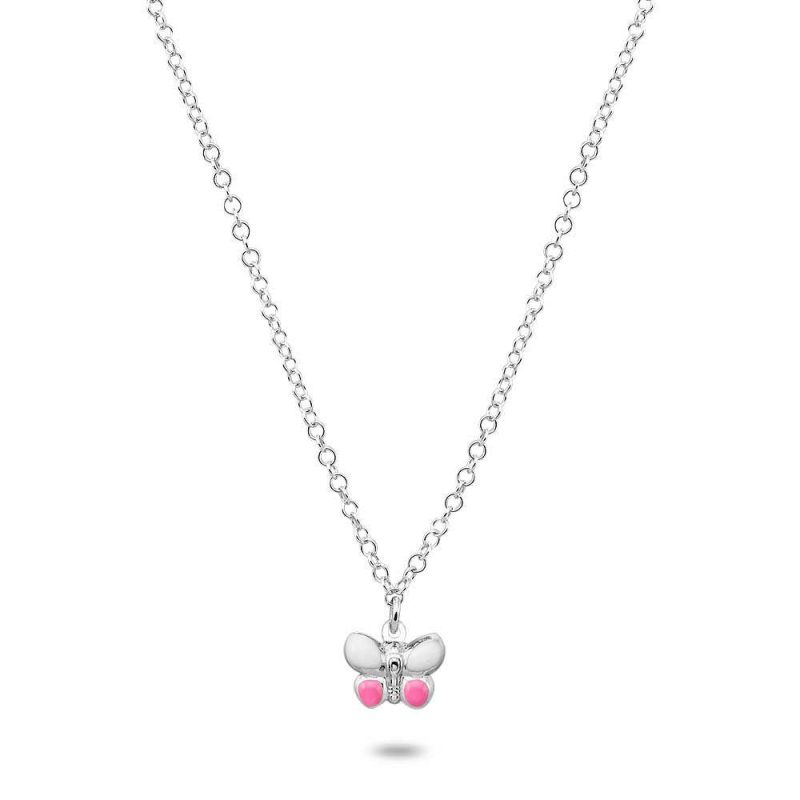 Colliers | Collier en Argent, Petit Papillon Rose – Enfants Bijoux Colliers