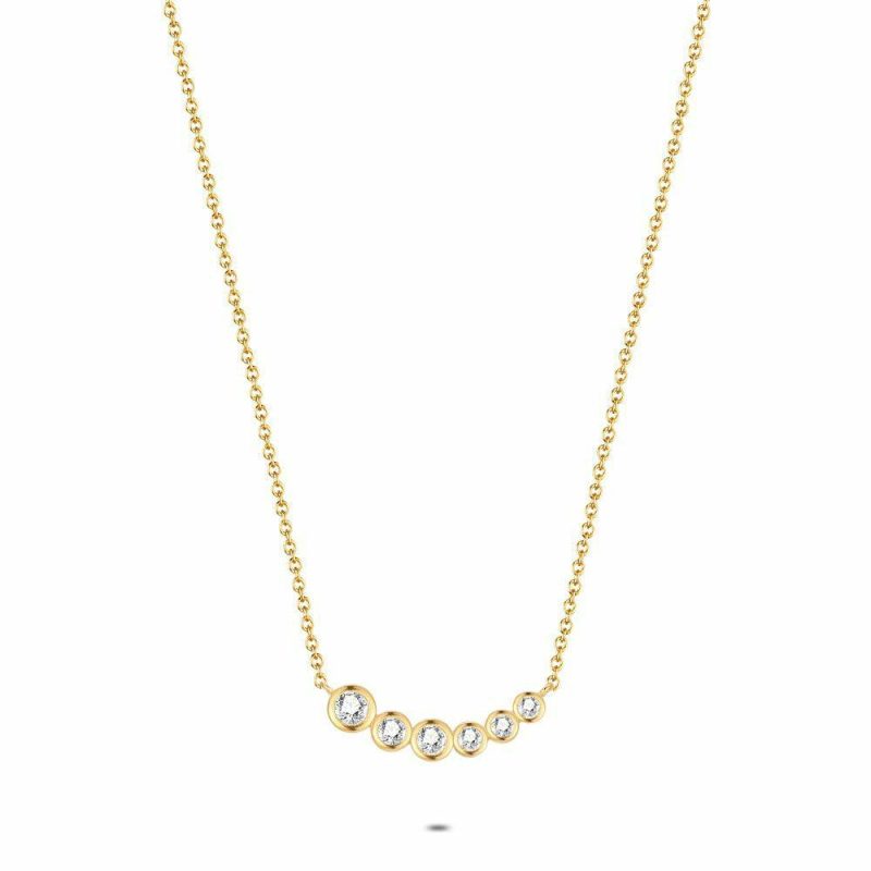 Colliers | Collier en Argent Plaqué Or 18Ct, 6 Pierres Blanc – Femmes Bijoux Blanc