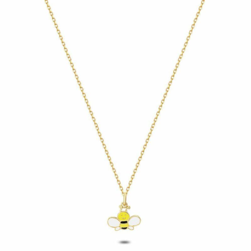 Colliers | Collier en Argent Plaqué Or 18Ct, Abeille, Noir, Jaune Jaune – Enfants Bijoux Colliers