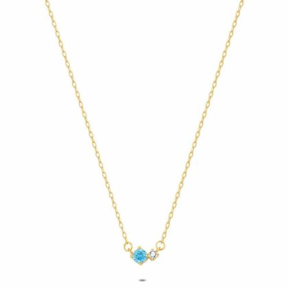 Colliers | Collier en Argent Plaqué Or 18Ct, Bleu et Blanc Bleu ciel – Femmes Bijoux Bleu ciel