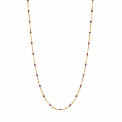 Colliers | Collier en Argent Plaqué Or 18Ct, Émail Fuchsia Rose – Femmes Bijoux Colliers