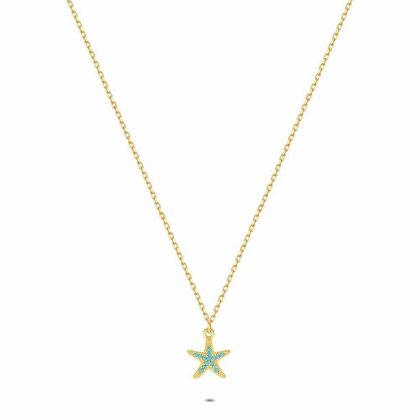 Colliers | Collier en Argent Plaqué Or 18Ct, Étoile de Mer Turquoise Turquoise – Femmes Bijoux Colliers