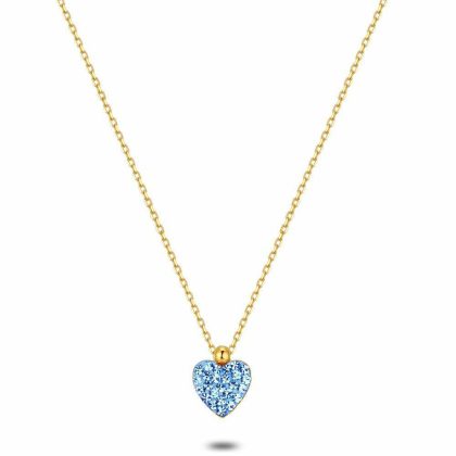 Colliers | Collier en Argent Plaqué Or 18Ct, Coeur Bleu Ciel Bleu ciel – Femmes Bijoux Bleu ciel