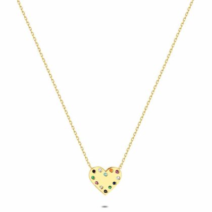 Colliers | Collier en Argent Plaqué Or 18Ct, Coeur Multi Couleur Multi – Femmes Bijoux Colliers