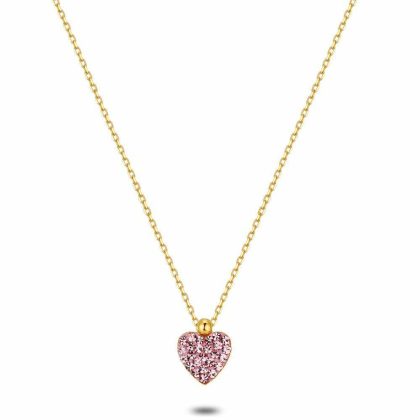 Colliers | Collier en Argent Plaqué Or 18Ct, Coeur Rose Rose – Femmes Bijoux Colliers