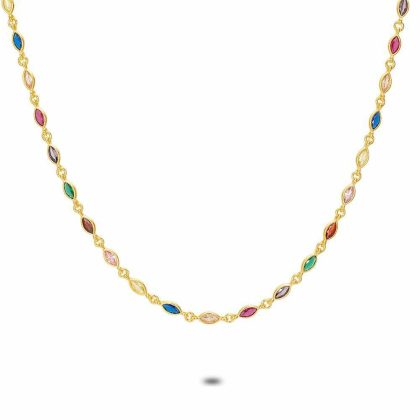 Colliers | Collier en Argent Plaqué Or 18Ct, Ellipses Multi Colores Multi – Femmes Bijoux Colliers