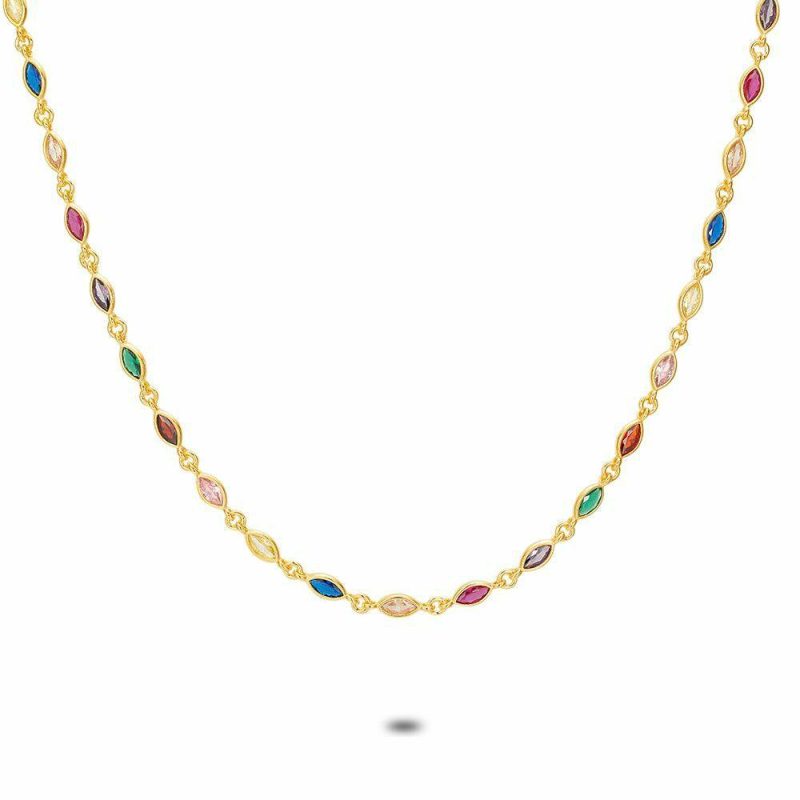 Colliers | Collier en Argent Plaqué Or 18Ct, Ellipses Multi Colores Multi – Femmes Bijoux Colliers