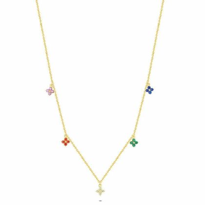 Colliers | Collier en Argent Plaqué Or 18Ct, Fleurs Multi Couleur Multi – Femmes Bijoux Colliers