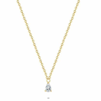 Colliers | Collier en Argent Plaqué Or 18Ct, Goutte Zirconia Blanc – Femmes Bijoux Blanc