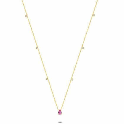 Colliers | Collier en Argent Plaqué Or 18Ct, Goutte Zirconia Rose Rose – Femmes Bijoux Colliers