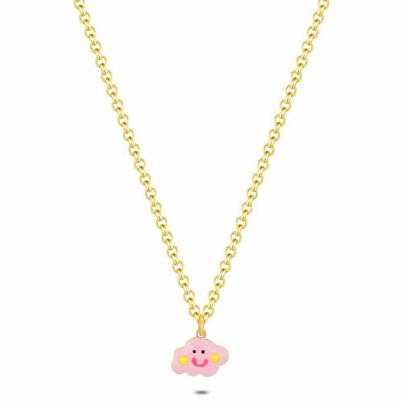 Colliers | Collier en Argent Plaqué Or 18Ct, Nuage Rose Rose – Enfants Bijoux Colliers