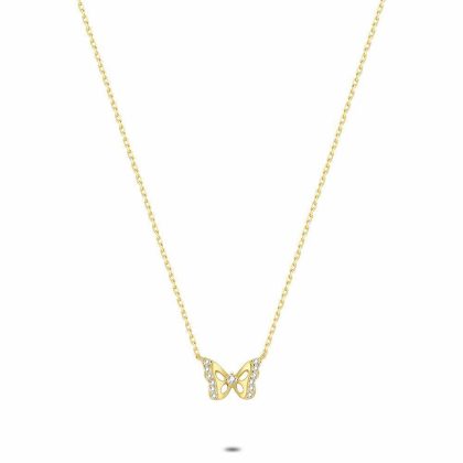 Colliers | Collier en Argent Plaqué Or 18Ct, Papillon Blanc – Femmes Bijoux Blanc