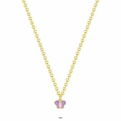 Colliers | Collier en Argent Plaqué Or 18Ct, Papillon Mauve Mauve – Enfants Bijoux Colliers