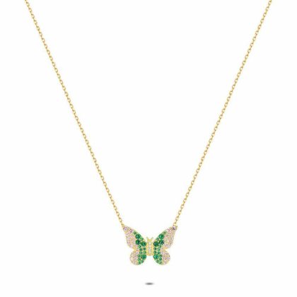 Colliers | Collier en Argent Plaqué Or 18Ct, Papillon Multi – Femmes Bijoux Colliers