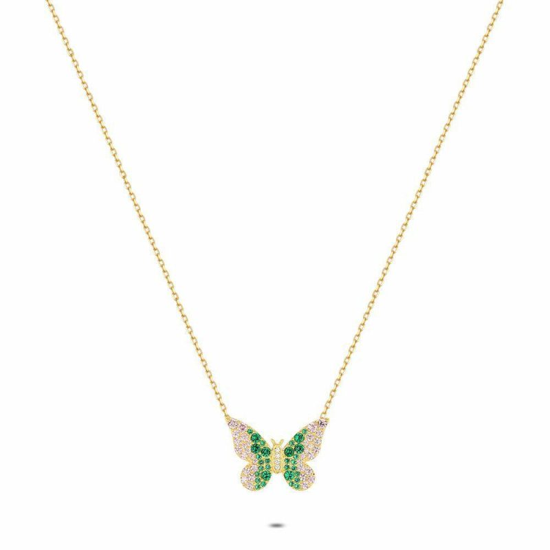 Colliers | Collier en Argent Plaqué Or 18Ct, Papillon Multi – Femmes Bijoux Colliers