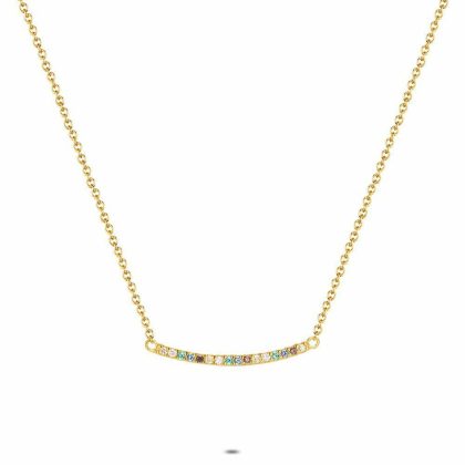 Colliers | Collier en Argent Plaqué Or 18Ct, Pierres en Arc Multi – Femmes Bijoux Colliers