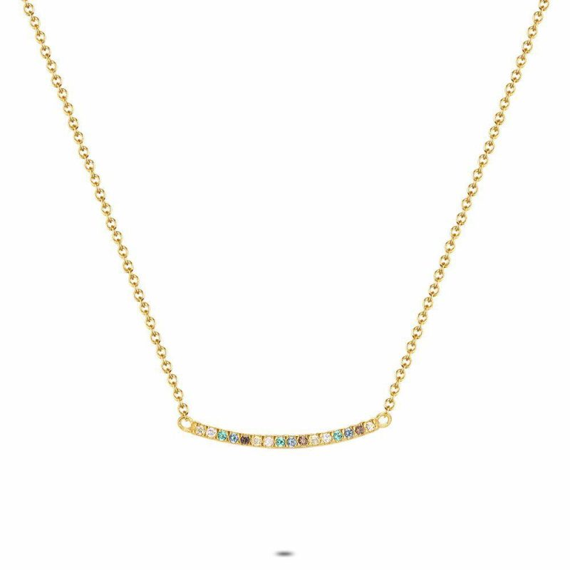 Colliers | Collier en Argent Plaqué Or 18Ct, Pierres en Arc Multi – Femmes Bijoux Colliers