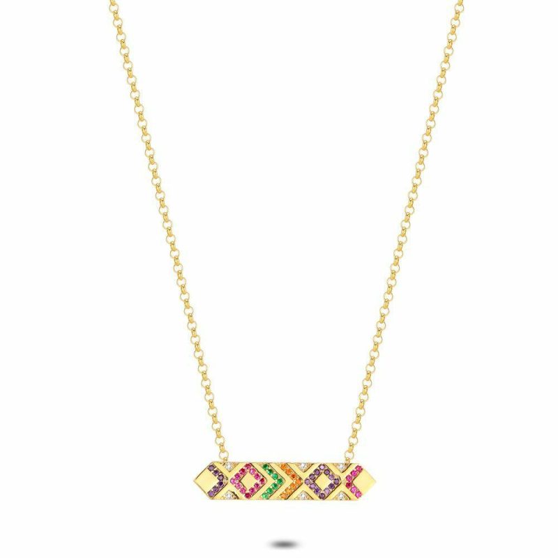 Colliers | Collier en Argent Plaqué Or 18Ct, Pierres Multi Couleur Multi – Femmes Bijoux Colliers