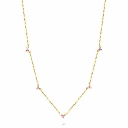 Colliers | Collier en Argent Plaqué Or 18Ct, Pierres Roses Rose – Femmes Bijoux Colliers