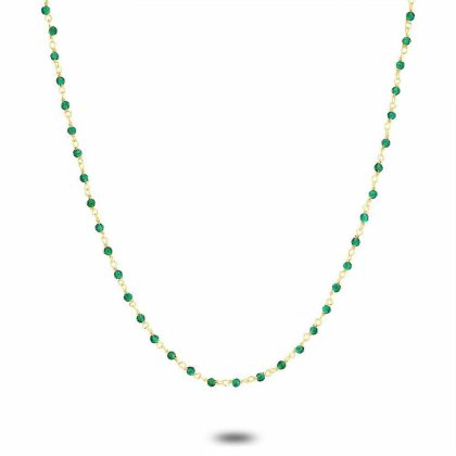 Colliers | Collier en Argent Plaqué Or 18Ct, Pierres Vertes Vert – Femmes Bijoux Colliers