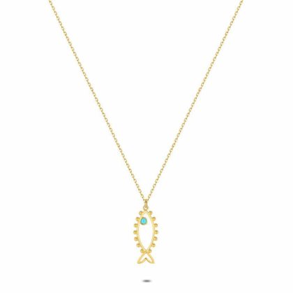 Colliers | Collier en Argent Plaqué Or 18Ct, Poisson Turquoise – Femmes Bijoux Colliers