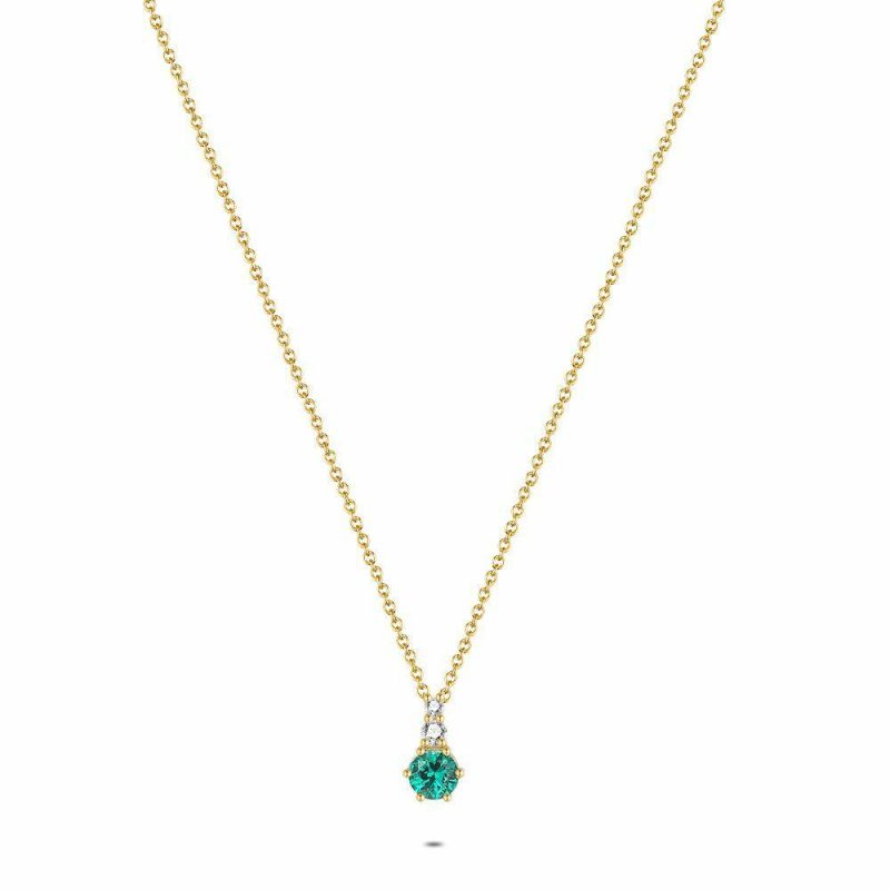 Colliers | Collier en Argent Plaqué Or 18Ct, Vert et Blanc Multi – Femmes Bijoux Colliers