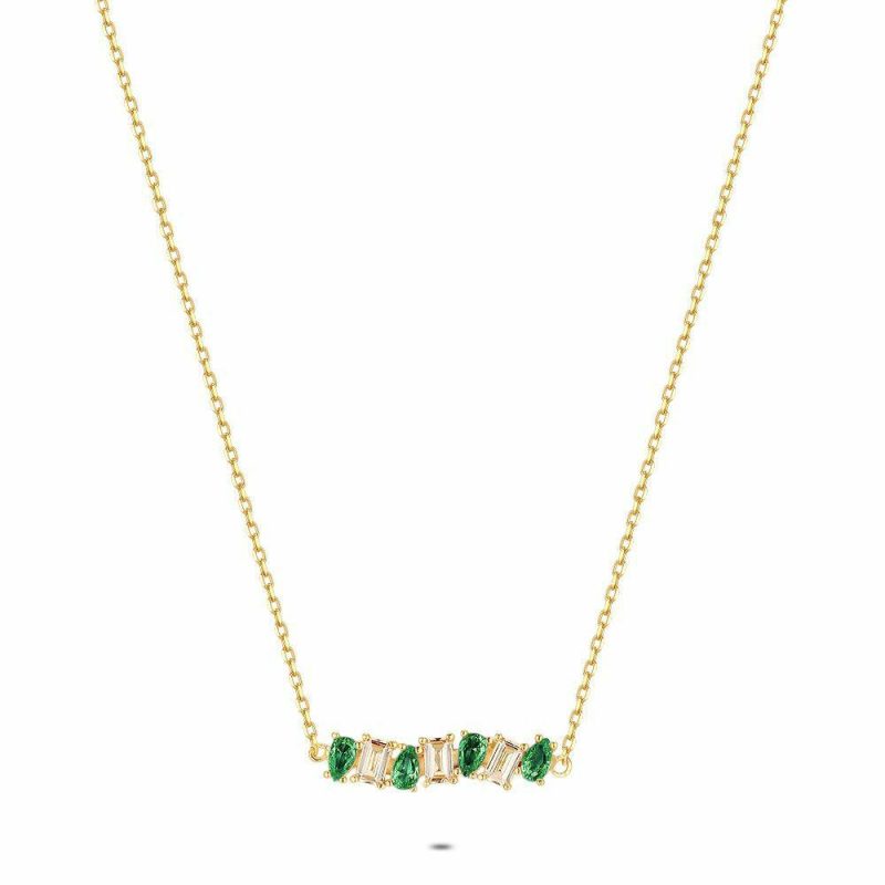 Colliers | Collier en Argent Plaqué Or 18Ct, Vert et Champagne Multi – Femmes Bijoux Colliers