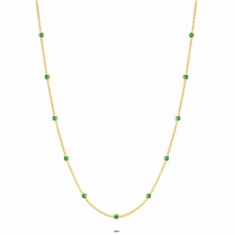 Colliers | Collier en Argent Plaqué Or 18Ct, Zirconia Verts Vert – Femmes Bijoux Colliers