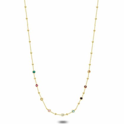 Colliers | Collier en Argent Plaqué Or 18Ct, Zircons Multicolores Multi – Femmes Bijoux Colliers