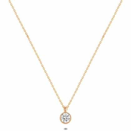 Colliers | Collier en Argent Rosé, 1 Zircon, 5 mm Rosé – Femmes Bijoux Colliers