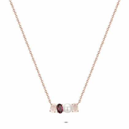 Colliers | Collier en Argent Rosé, Perle, Pierres Mauves et Roses Rose – Femmes Bijoux Colliers