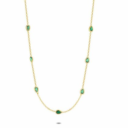 Colliers | Collier en Argent, Ton Or, 7 Pierres de Zircone en Forme de Gouttes Verts Vert – Femmes Bijoux Colliers