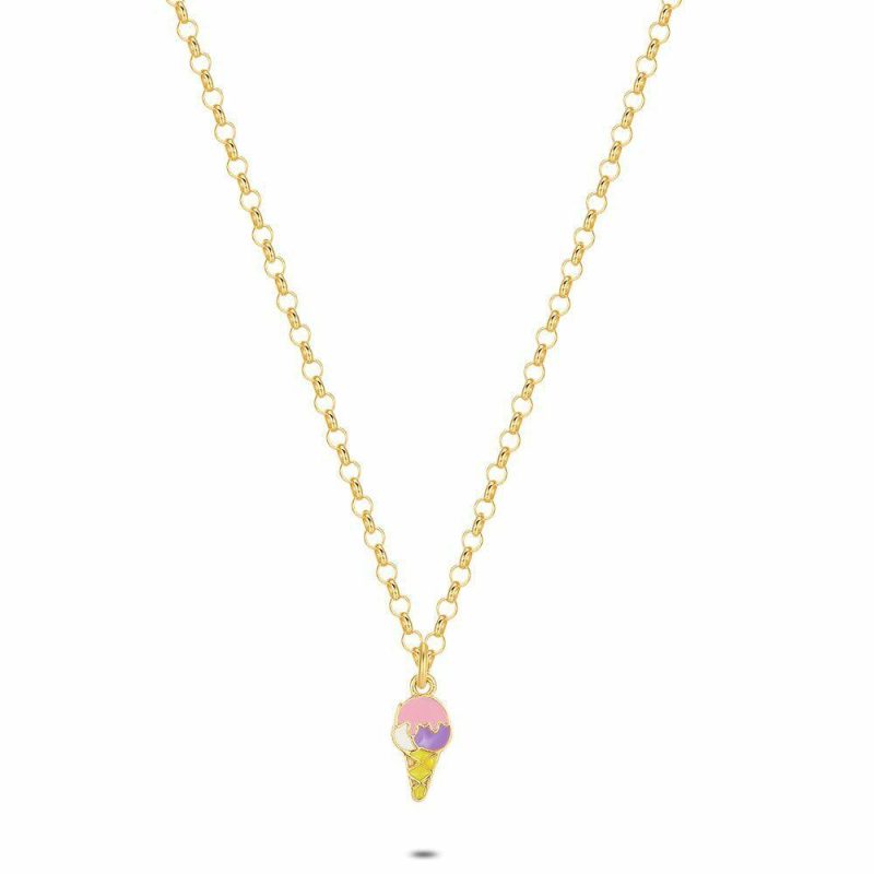 Colliers | Collier en Argent, Ton Or, Collier Avec Un Pendentif en Forme de Glace Multi – Enfants Bijoux Colliers