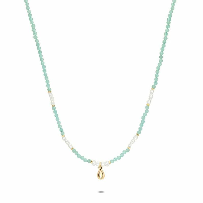 Colliers | Collier Haute Fantaisie, Perles et Coquillage Bleu ciel – Femmes Bijoux Bleu ciel