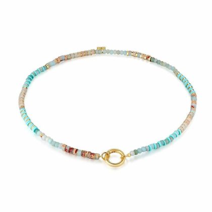 Colliers | Collier Haute Fantaisie, Pierres Semi-Précieuses, Perles Fimo, Turquoise, Blanc Turquoise – Femmes Bijoux Colliers