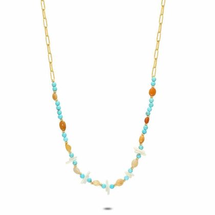 Colliers | Collier Haute Fantaisie, Pierres Semi-Précieuses Turquoises et Brunes Multi – Femmes Bijoux Colliers