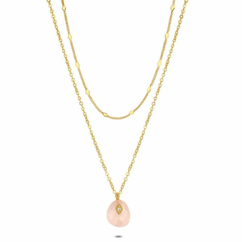 Colliers | Collier Haute Fantaisie, Quartz Rose Rose – Femmes Bijoux Colliers