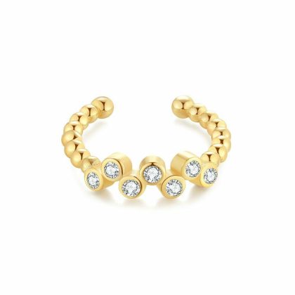 Earcuffs | Boucle Par Pièce en Argent Plaqué Or 18Ct, Earcuff Blanc – Femmes Bijoux Blanc