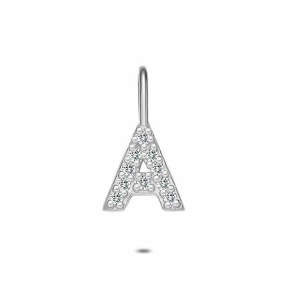 Pendentifs | Pendentif en Argent, Lettre A Avec Pierres Blanc – Femmes Bijoux Blanc