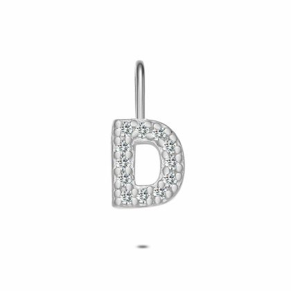 Pendentifs | Pendentif en Argent, Lettre D Avec Pierres Blanc – Femmes Bijoux Blanc