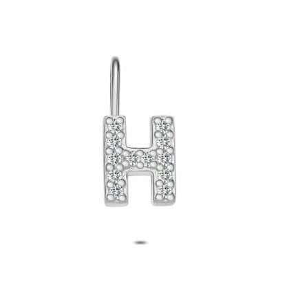 Pendentifs | Pendentif en Argent, Lettre H Avec Pierres Blanc – Femmes Bijoux Blanc